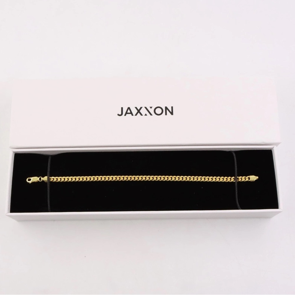 Jaxxon Sterling Silver Curb Chain Bracelet in Gold (8") - Picture 2 of 8